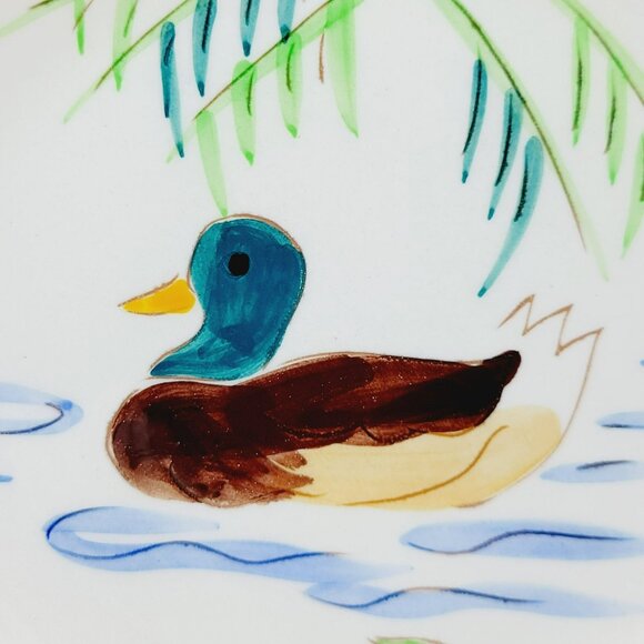 Rare Stangl Pottery Country Life 8" Serving Bowl, Hand-Painted Duck in Pond, USA - Picture 4 of 12